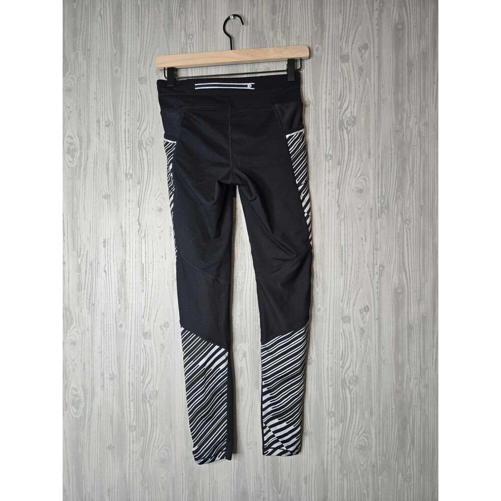 Athleta Sting Be Free Tight Leggings XS Black White Stripe - Picture 3 of 8